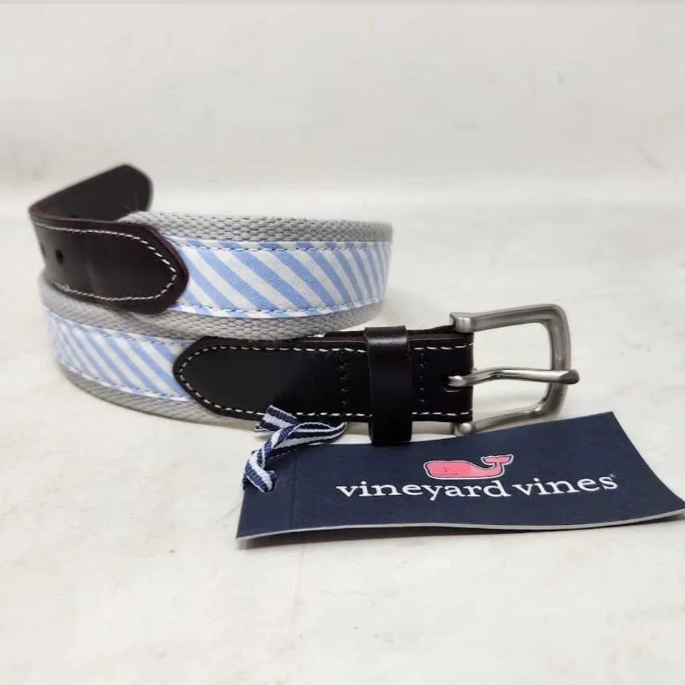 New boys 26 Vineyard Vines seersucker canvas club belt